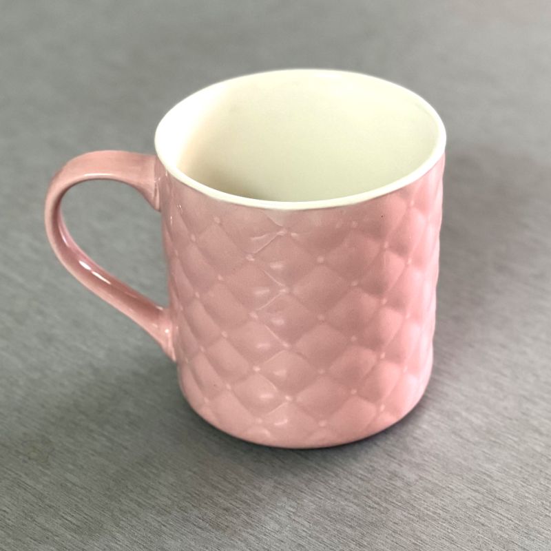 imported ceramic mug with rhombus body design